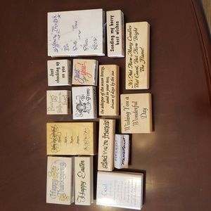 Wood Block Ink Stamps Set of 15